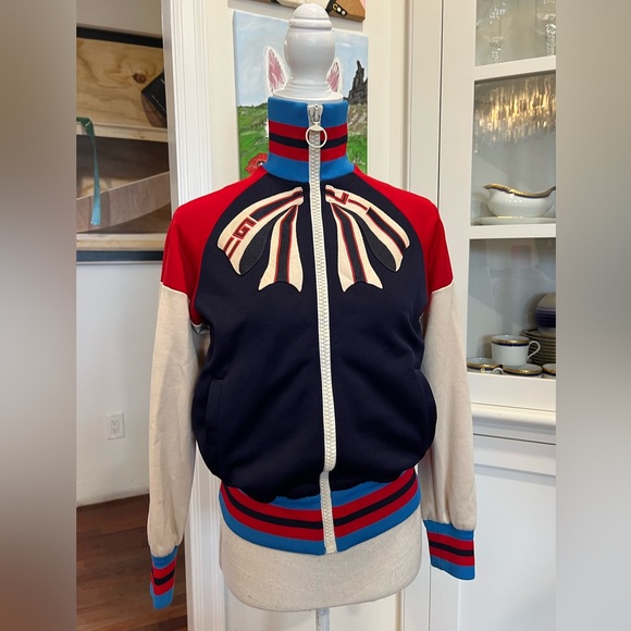 Gucci Blue & Navy Contrast Ribbed Collar Jacket - Picture 4 of 9